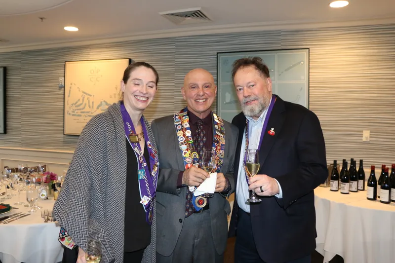 Officers toasting with champagne
